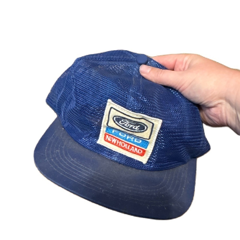 Vintage Ford New Holland Patch Mesh K Products SnapBack Hat Blue